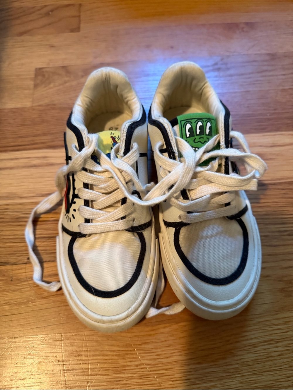 Zara x Keith Haring Kids White Graphic Sneakers EU 29 Street Art Shoes